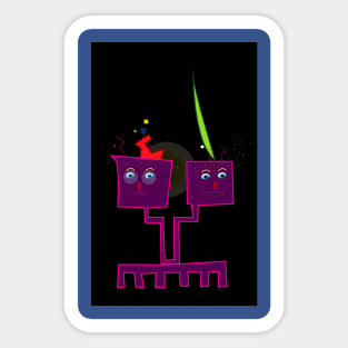 Robot and Alien Sticker